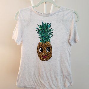 pineapple sequin open shoulder top- H&M